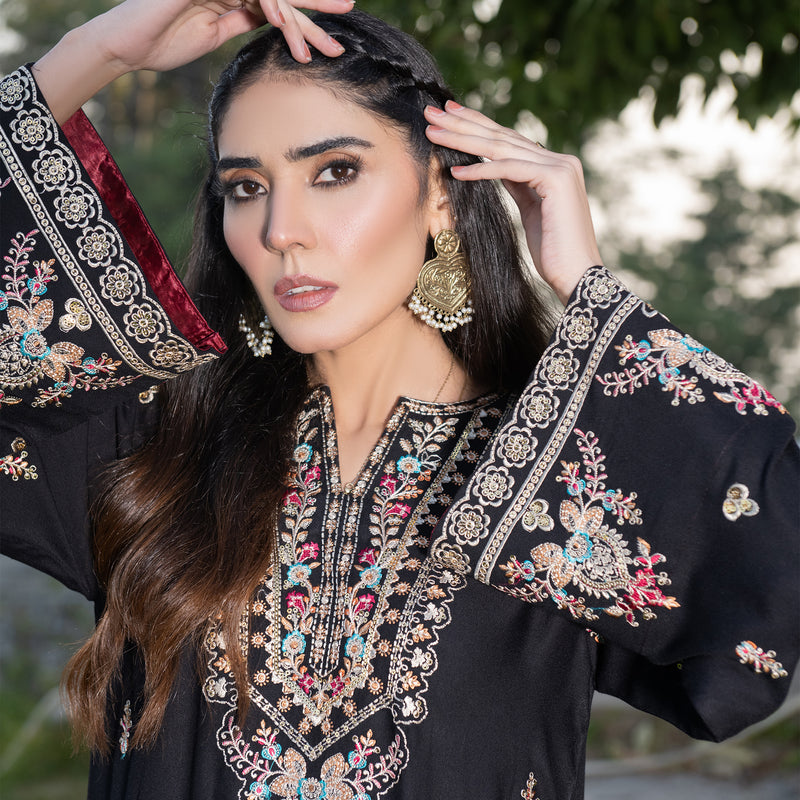 Black Fully Embroidered 2-Piece Winter Luxe Pret