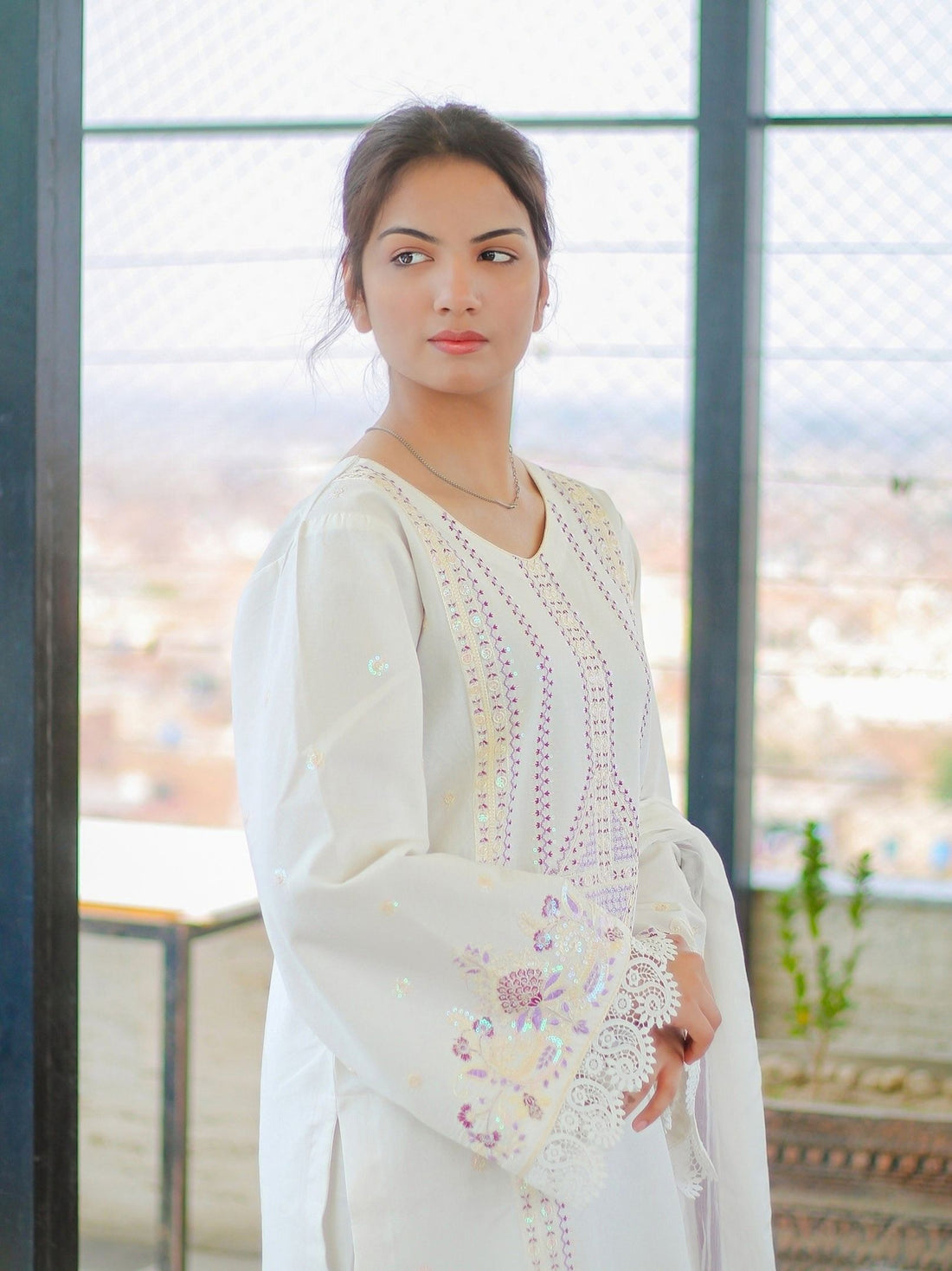 3-Piece White Embroidered Lawn suit