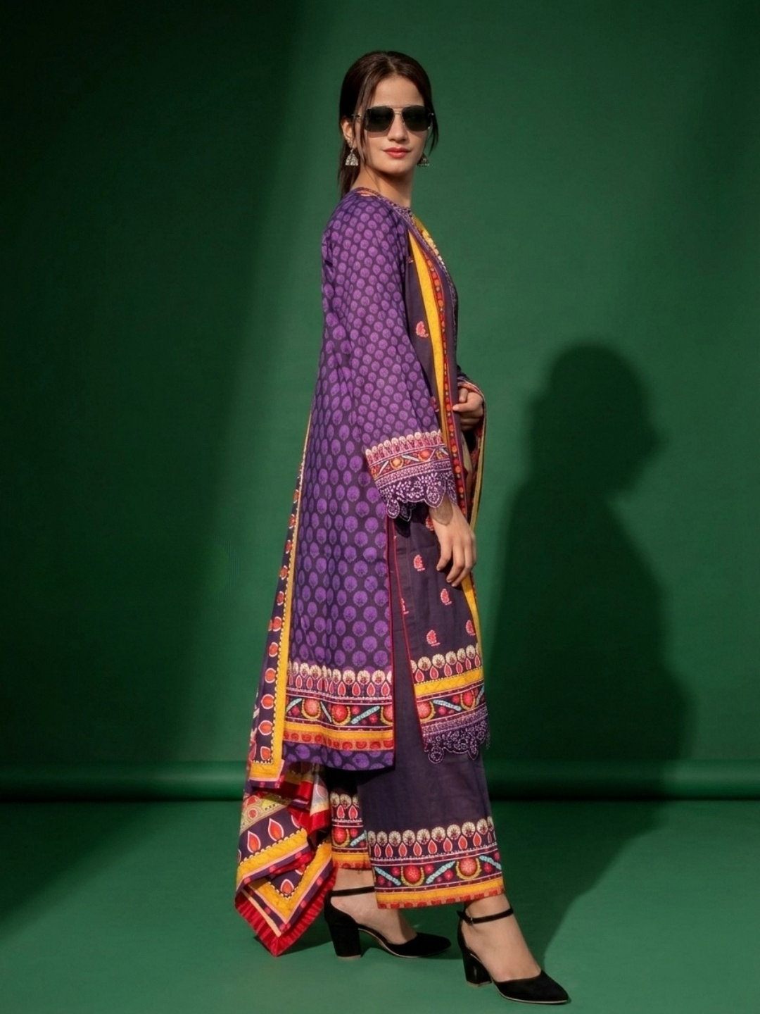 3 PCS lawn purple suit