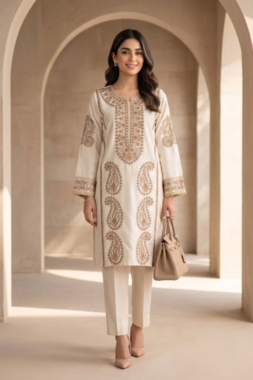2 piece  Embroidered off white  Suit