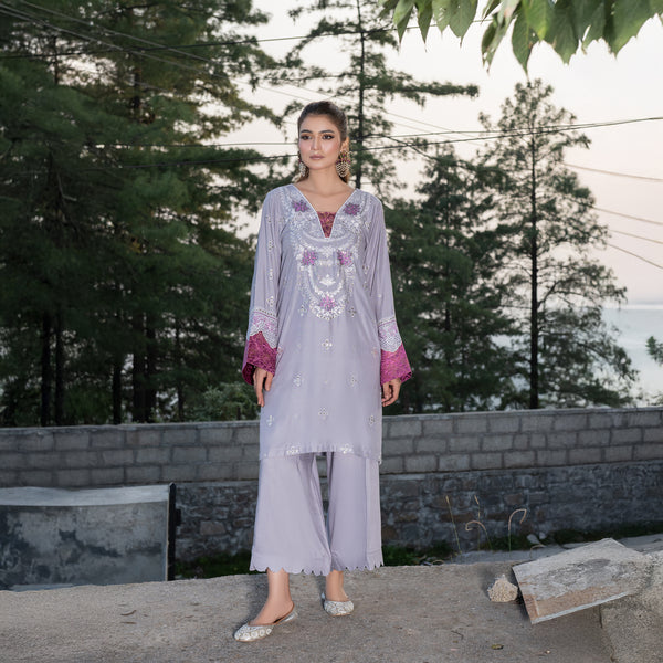 Grey Fully Embroidered 2-Piece Winter Luxe Pret