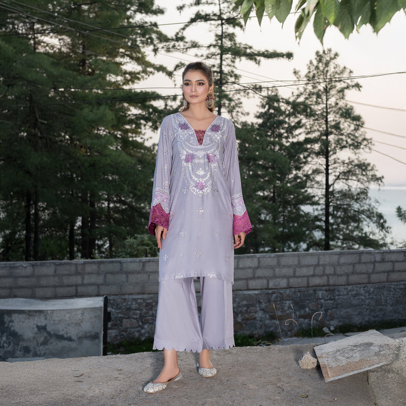 Grey Fully Embroidered 2-Piece Winter Luxe Pret