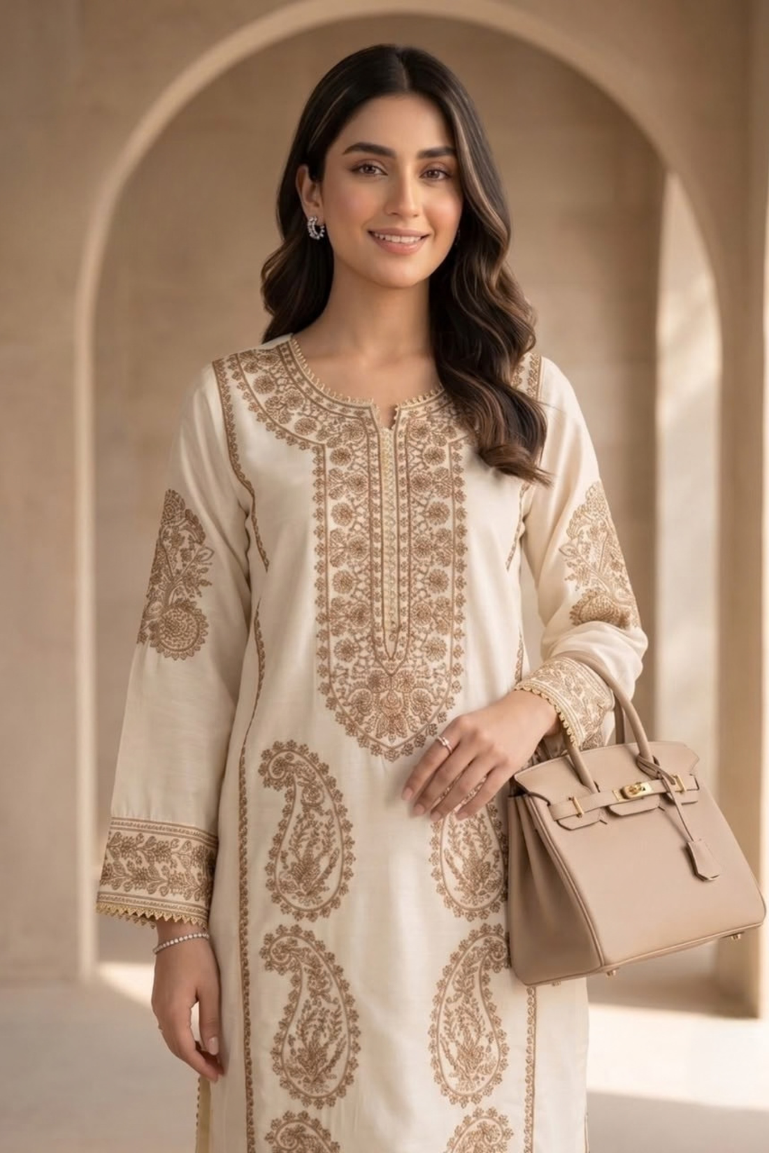 2 piece  Embroidered off white  Suit