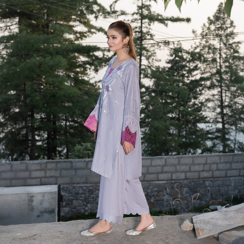 Grey Fully Embroidered 2-Piece Winter Luxe Pret