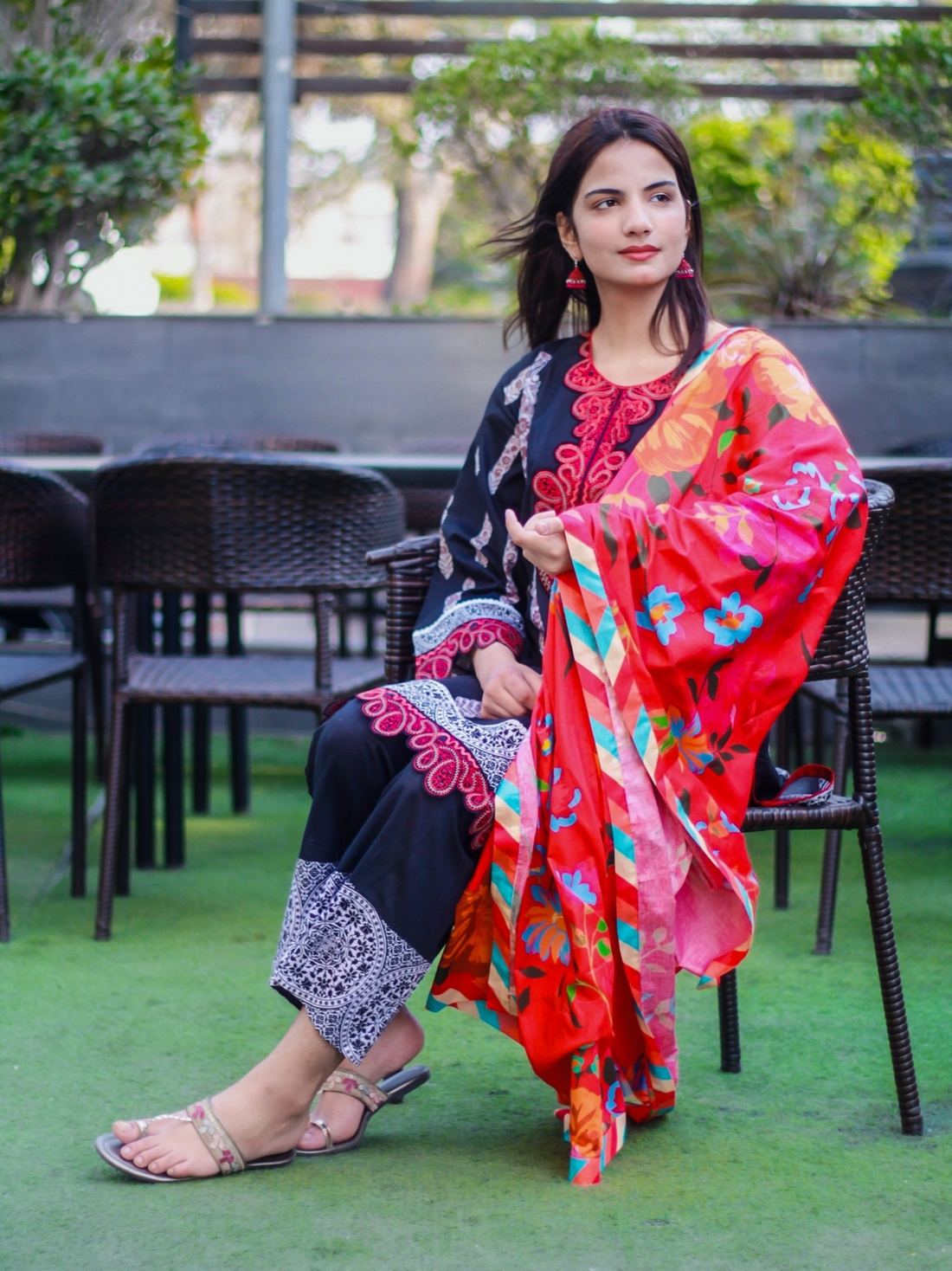 3 PCS printed black-suit