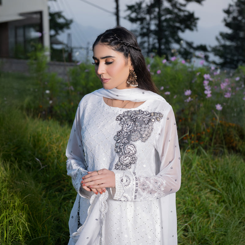 White Fully Embroidered 3-Piece Festive Pret