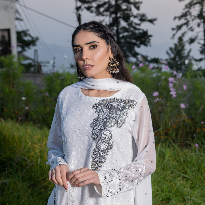 White Fully Embroidered 3-Piece Festive Pret