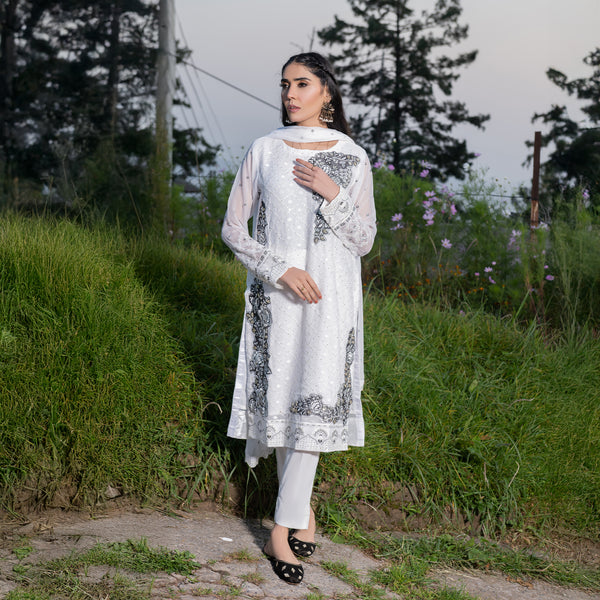 White Fully Embroidered 3-Piece Festive Pret