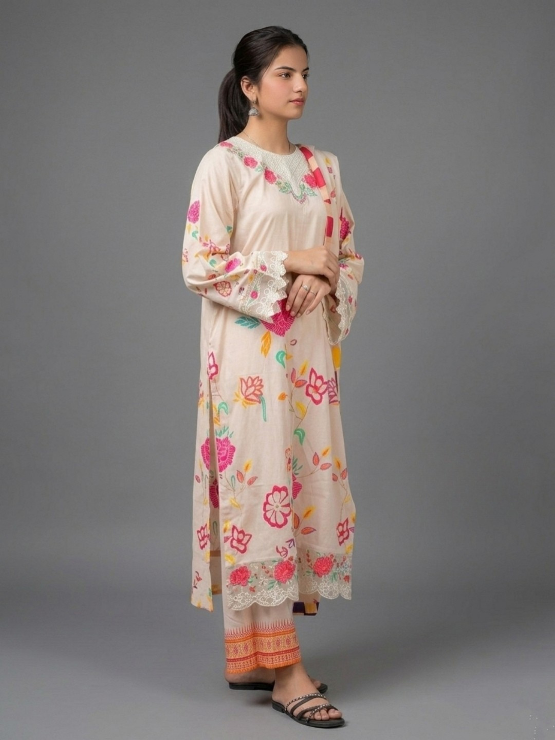 3-piece Floral grace lawn suit