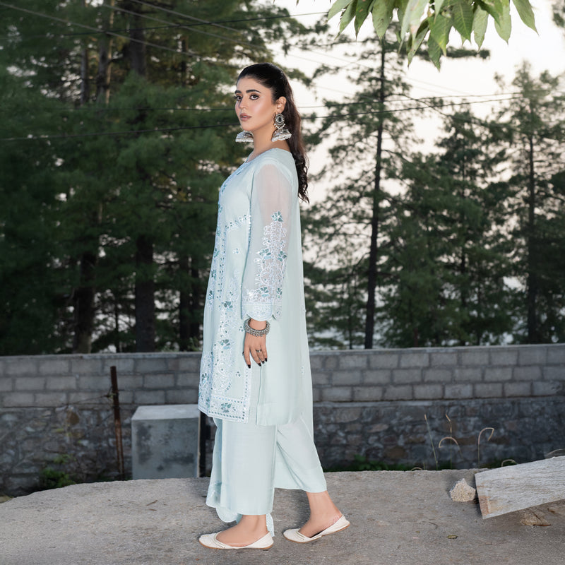 Sky Blue Fully Embroidered 3-Piece Festive Pret