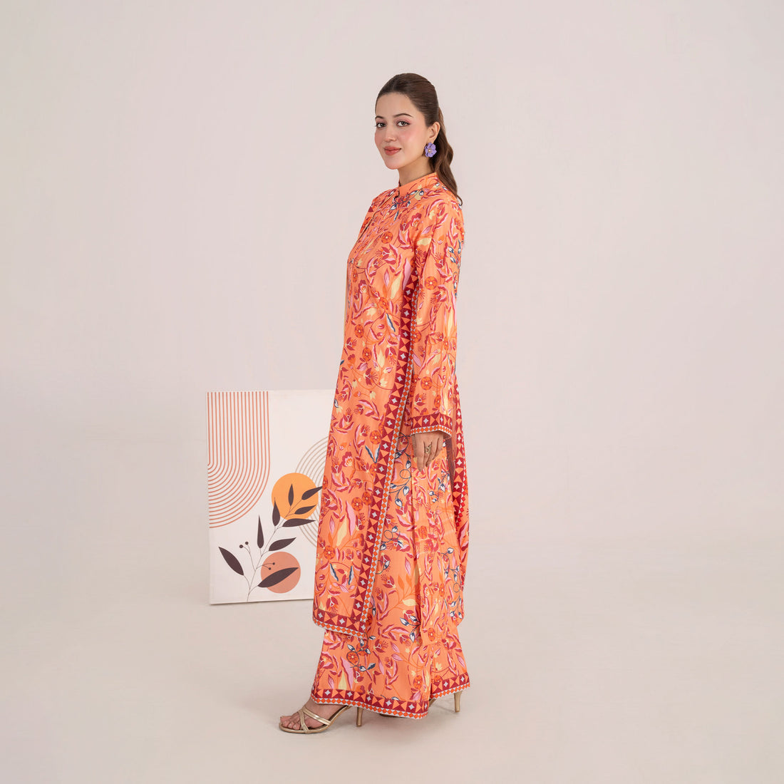 Printed Coral Khaddar 3-Piece | Winter Elegance Women’s Suit
