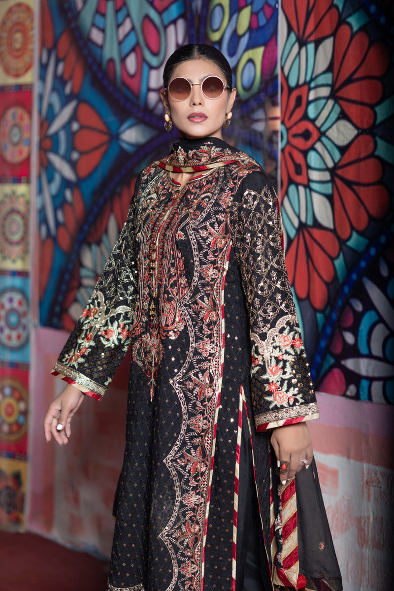 SDRS24-107 3 Piece Silk Embroidered Suit | Stitched |