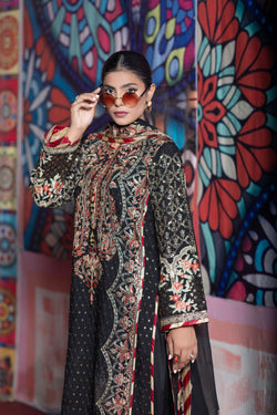SDRS24-107 3 Piece Silk Embroidered Suit | Stitched |