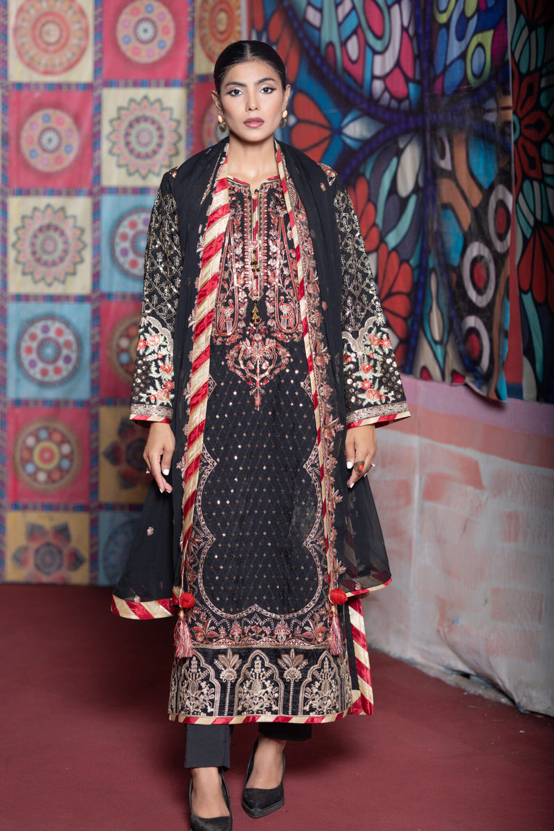 SDRS24-107 3 Piece Silk Embroidered Suit | Stitched |