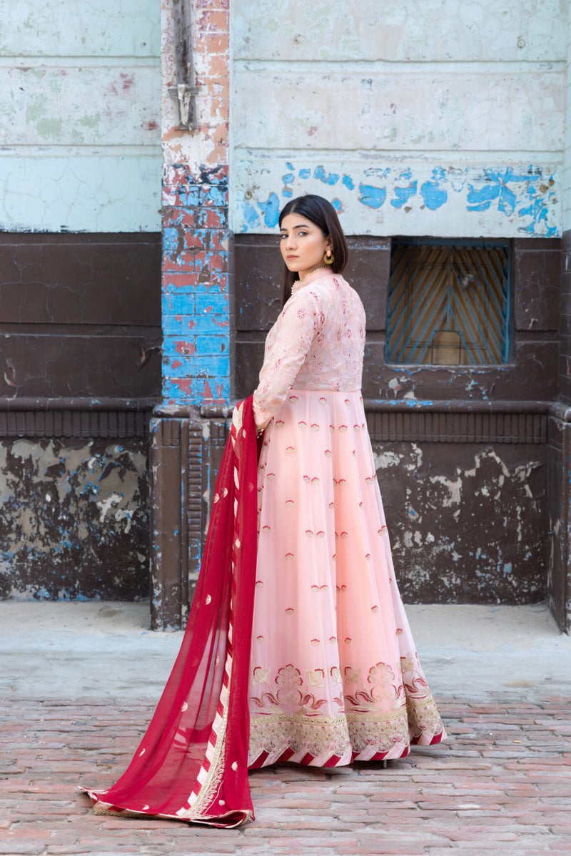 SDRS24-112 3 Piece Pink Embroidered Maxi | Ready To Wear