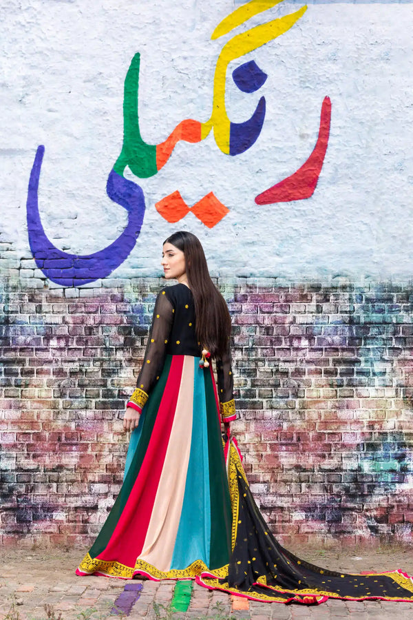 SDRS24-105 3 Piece Multi Color Embroidered Maxi | Ready To Wear