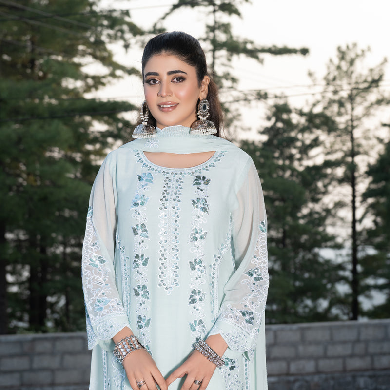 Sky Blue Fully Embroidered 3-Piece Festive Pret
