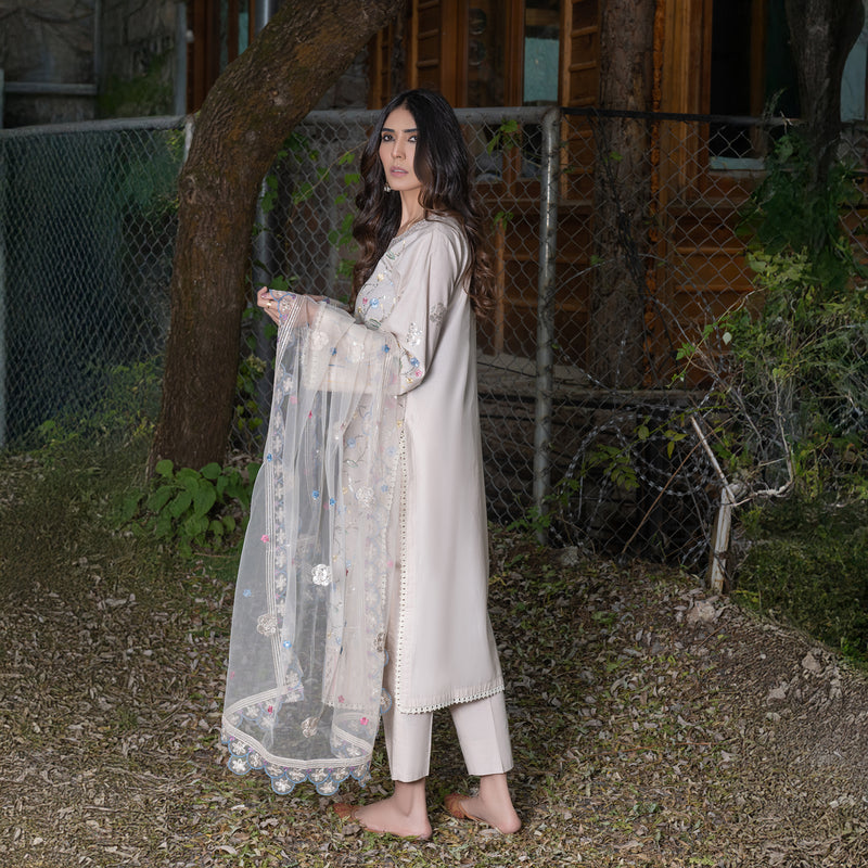 Off-White Fully Embroidered 3-Piece Winter Luxe Pret