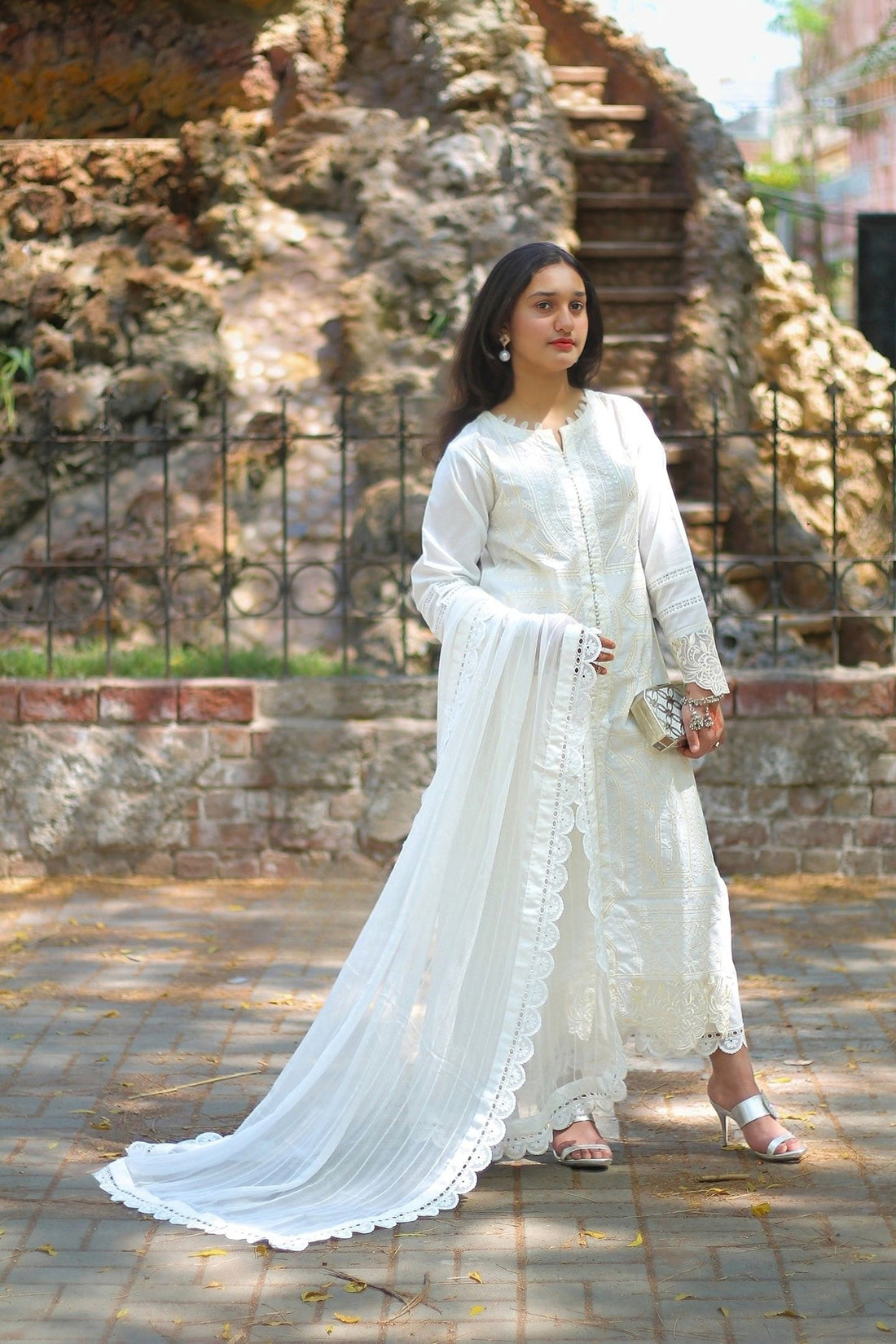 3 PCS Pure Elegance Embroidered White-Suit