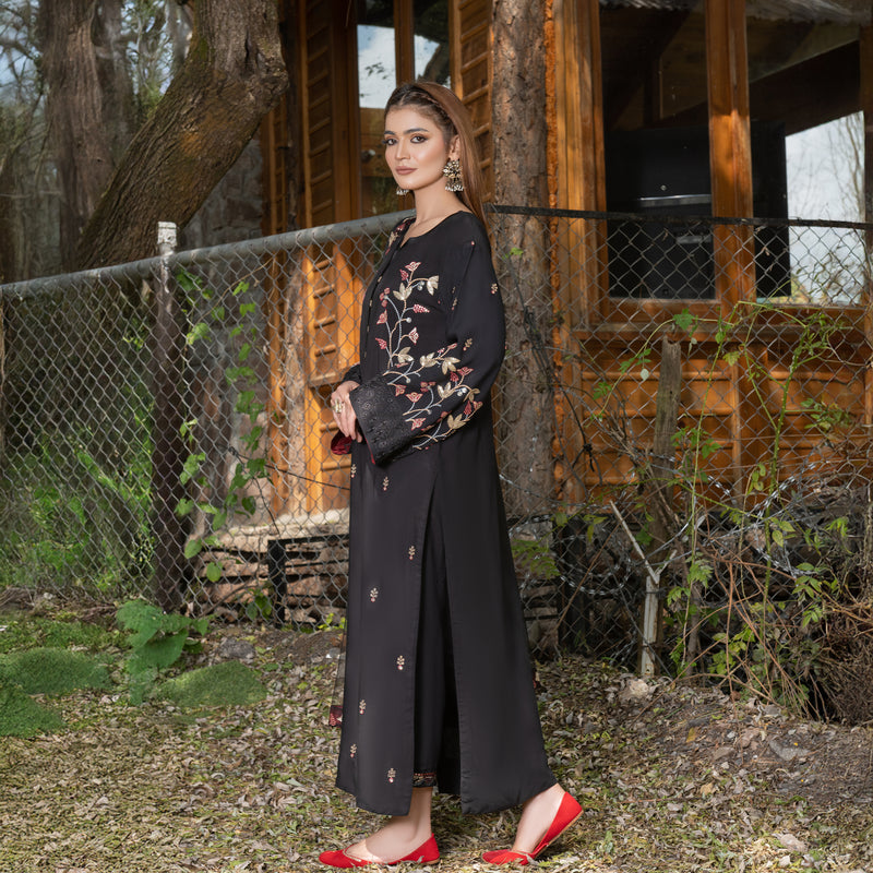 Black Fully Embroidered 3-Piece Winter Luxe Pret