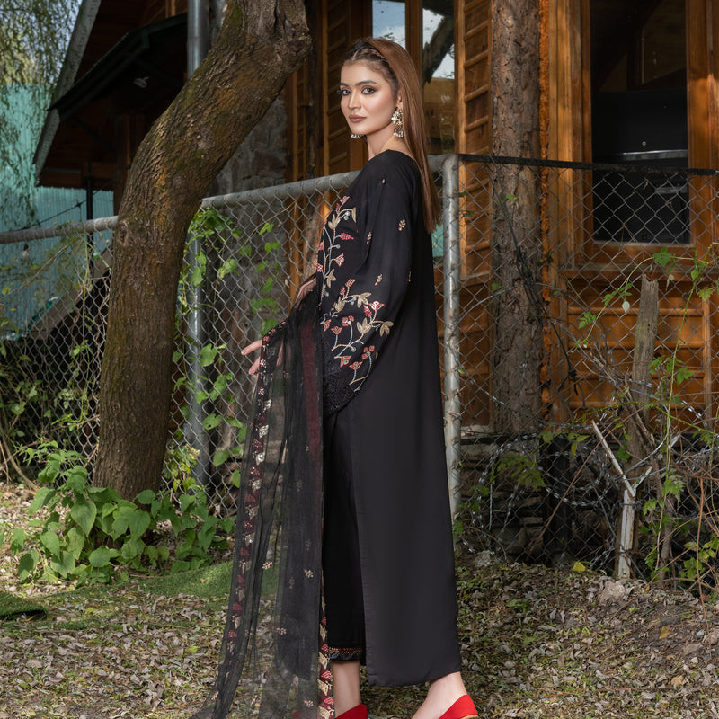 Black Fully Embroidered 3-Piece Winter Luxe Pret