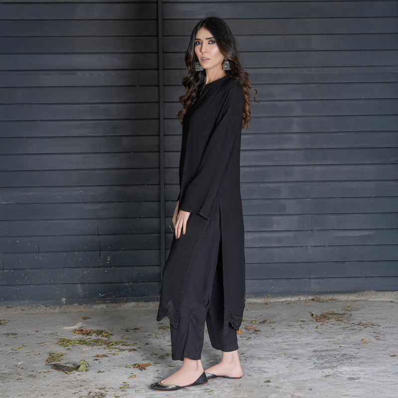 Pure Black Sequins Embroidered 2-Piece Winter Luxe Pret