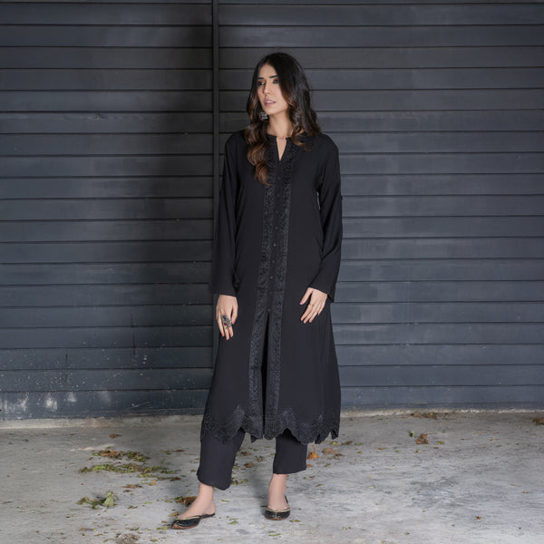 Pure Black Sequins Embroidered 2-Piece Winter Luxe Pret