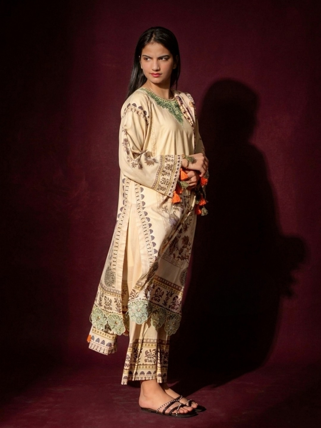 3 Piece Embroidered lawn suit-Skin