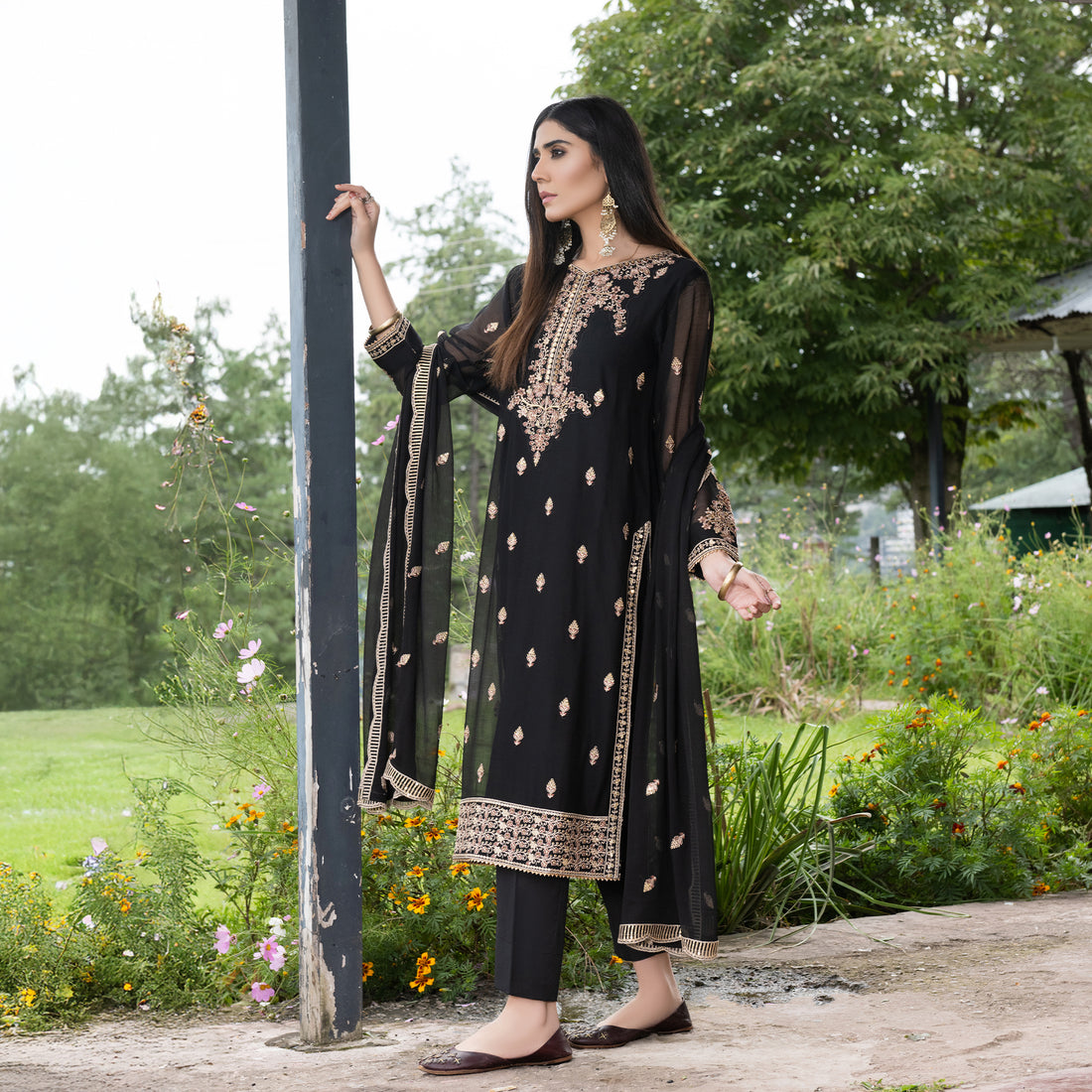 Black Fully Embroidered 3-Piece Festive Pret