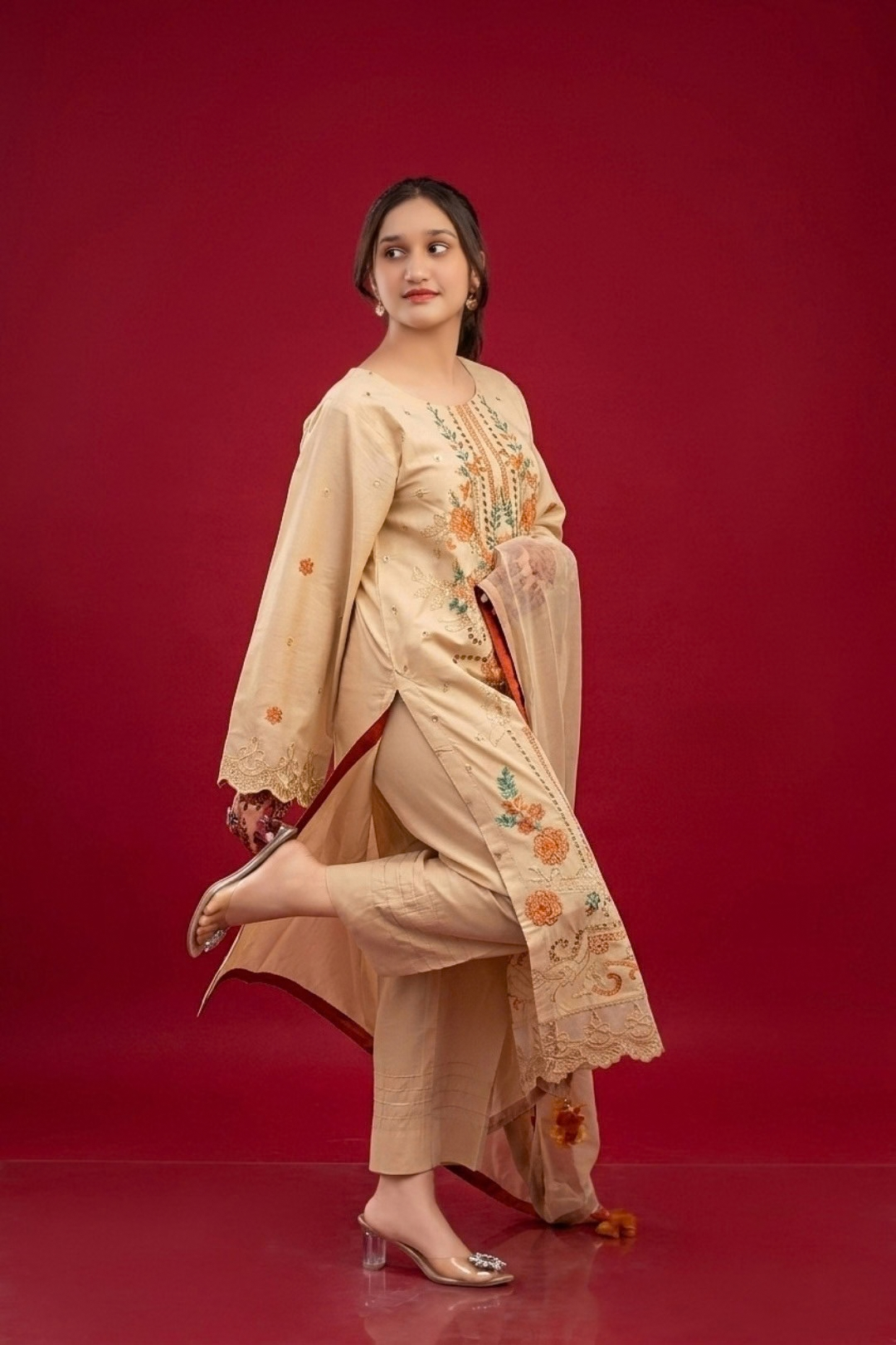 3 PCS Embroidered lawn skin-suit