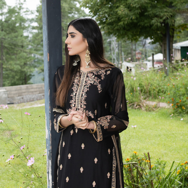 Black Fully Embroidered 3-Piece Festive Pret