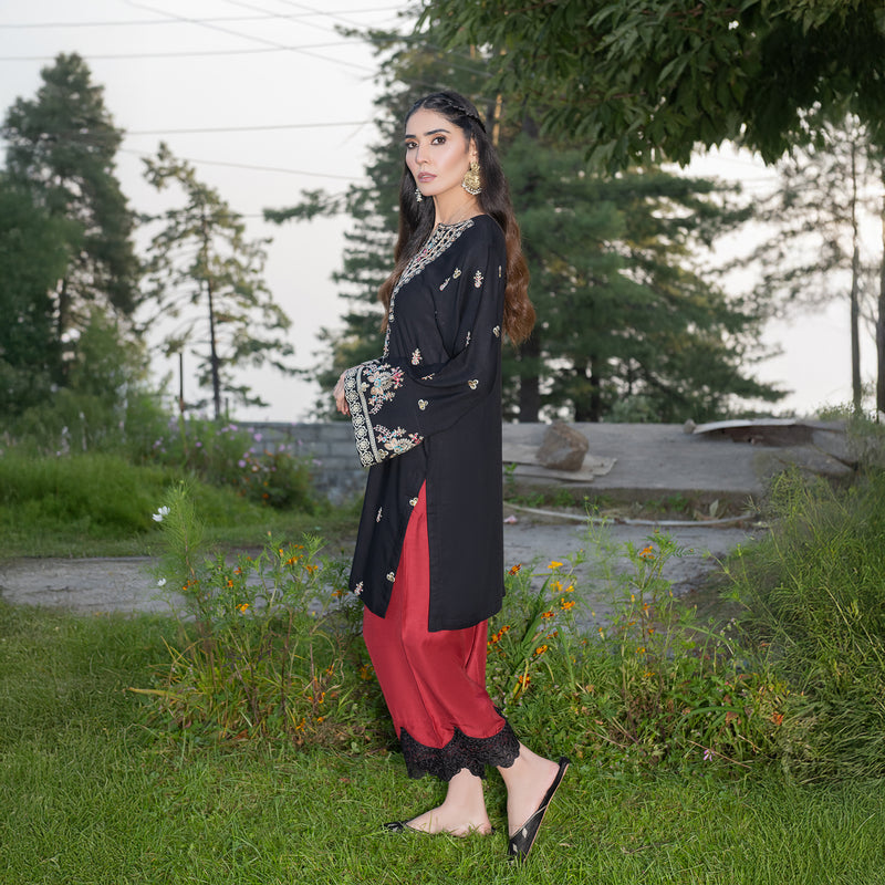 Black Fully Embroidered 2-Piece Winter Luxe Pret