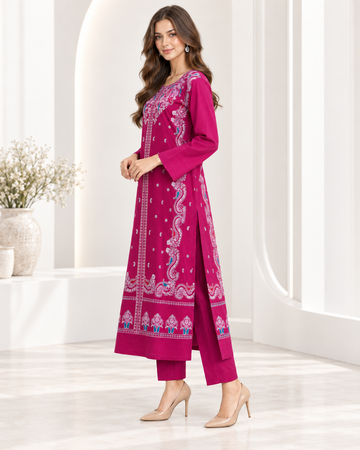 2 PCS embroidered raw silk Aarshi suit