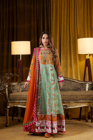 3 Piece Luxury Neck Line Hand Made Embroidered Suit | Zeenat-E-Zar Collection