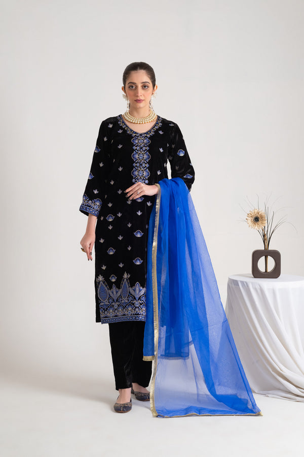 2 Piece Embroidery Velvet Suit | Glam Look Collection