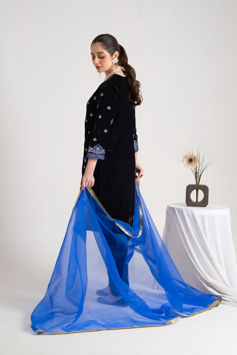2 Piece Embroidery Velvet Suit | Glam Look Collection