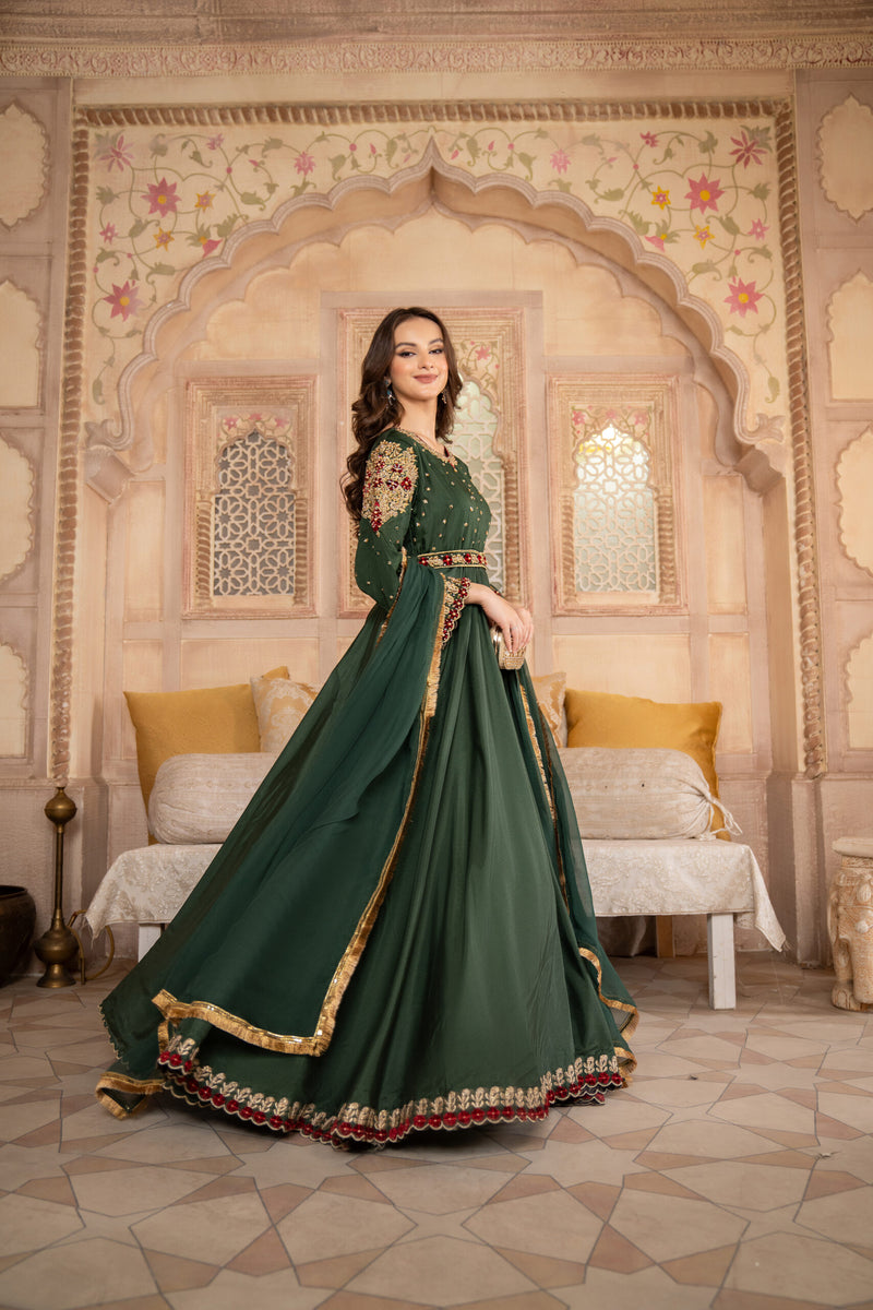 SDRS-23-8 3 Piece Luxury Embroidered Umbrella Frock | Zeenat-E-Husan Collection