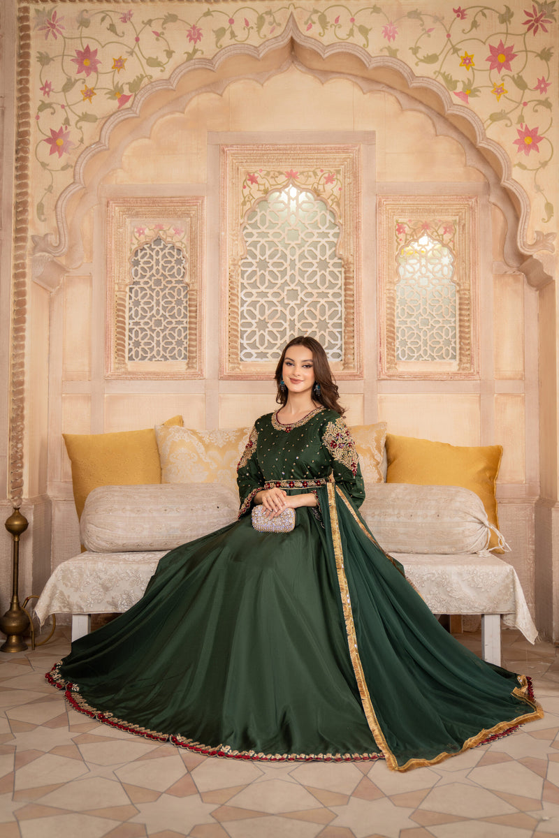 SDRS-23-8 3 Piece Luxury Embroidered Umbrella Frock | Zeenat-E-Husan Collection