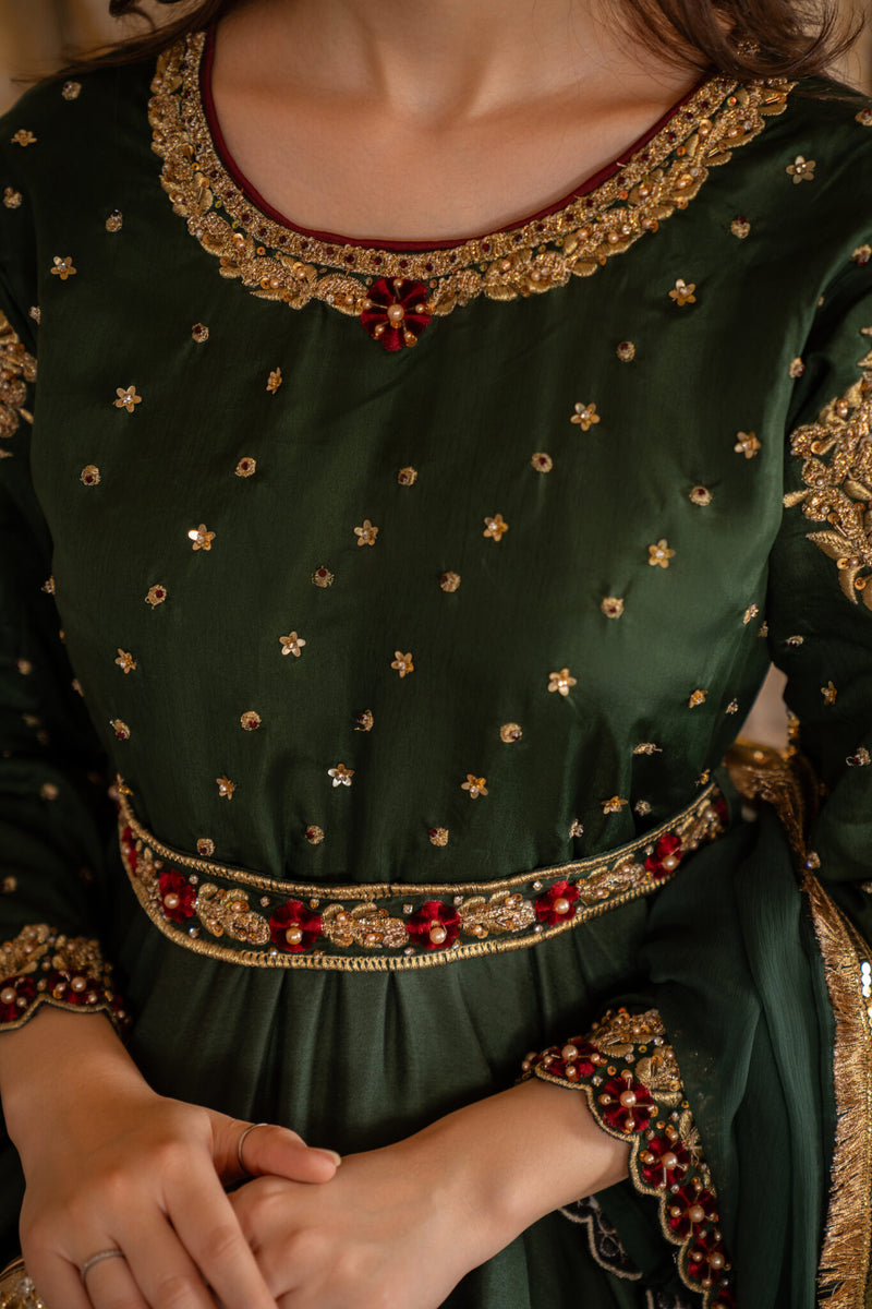 SDRS-23-8 3 Piece Luxury Embroidered Umbrella Frock | Zeenat-E-Husan Collection