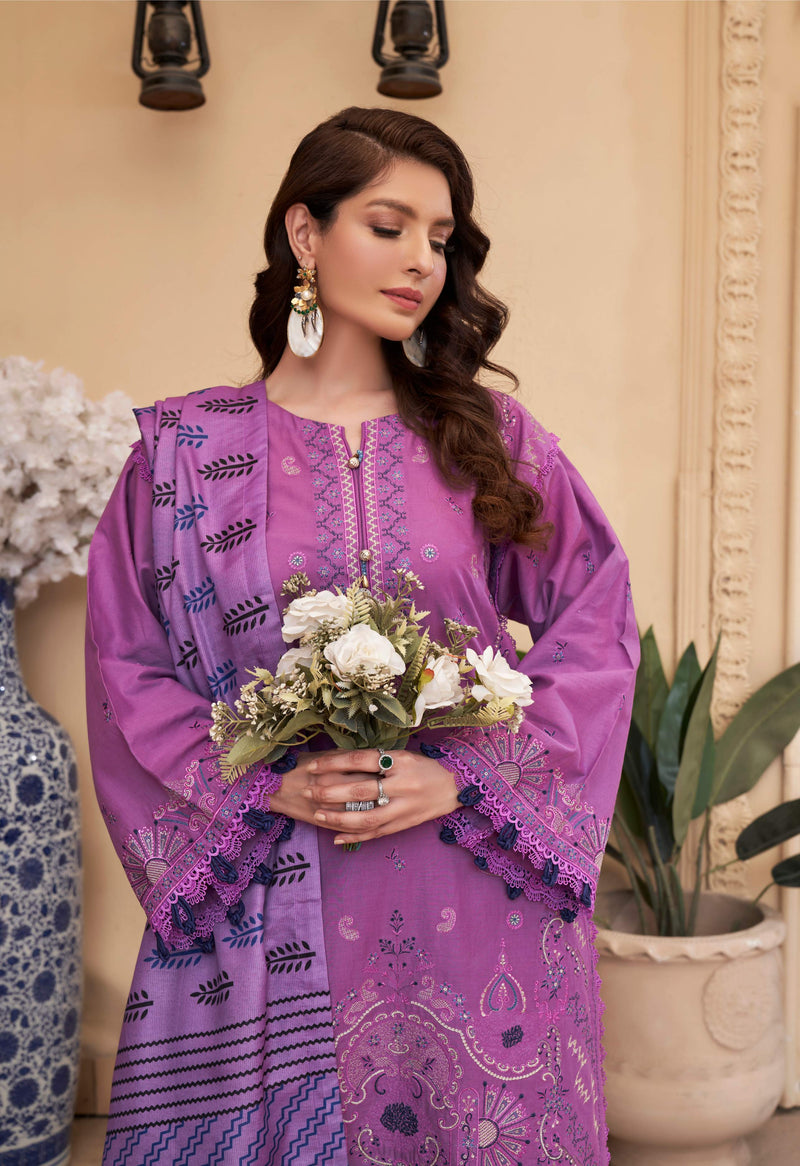 LAVEDER VIOLETS UN-STITEHED 03 PCS