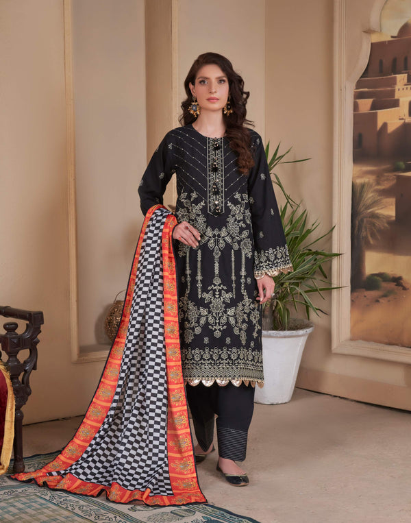 BLACK QUEEN STITCHED 03 PCS