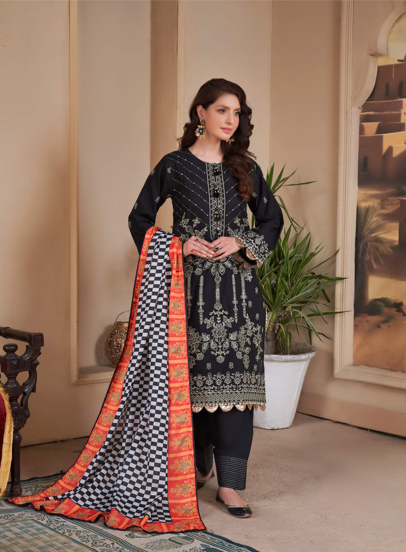 BLACK QUEEN STITCHED 03 PCS