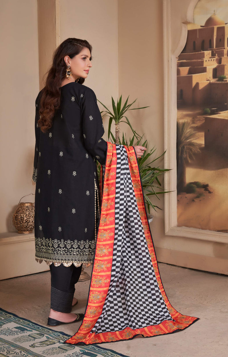 BLACK QUEEN STITCHED 03 PCS