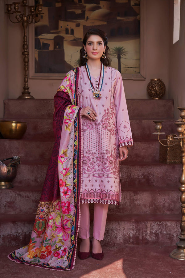 FLAMINGO FRENZY UN-STITCHED 03 PCS