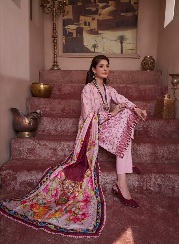 FLAMINGO FRENZY UN-STITCHED 03 PCS