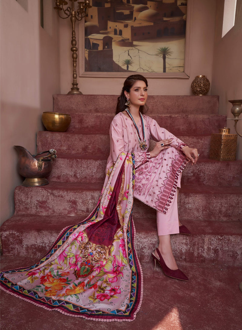 FLAMINGO FRENZY UN-STITCHED 03 PCS