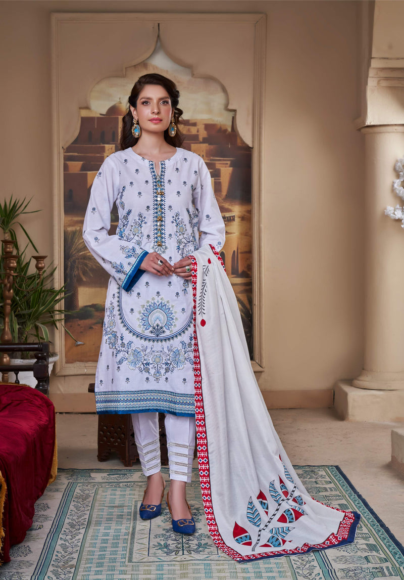 WHITE HEAVEN UN-STITCHED 03 PCS