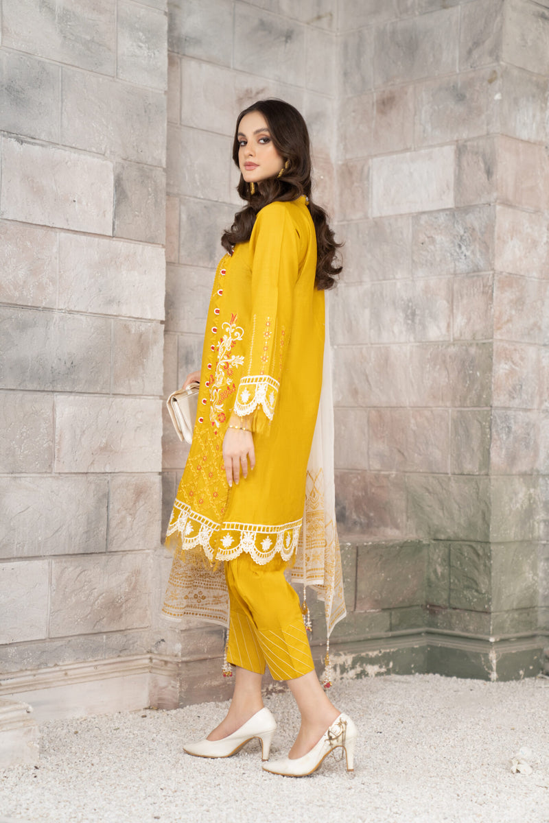 3 Piece Embroidered Lawn Suit | Mann Mayal Collection