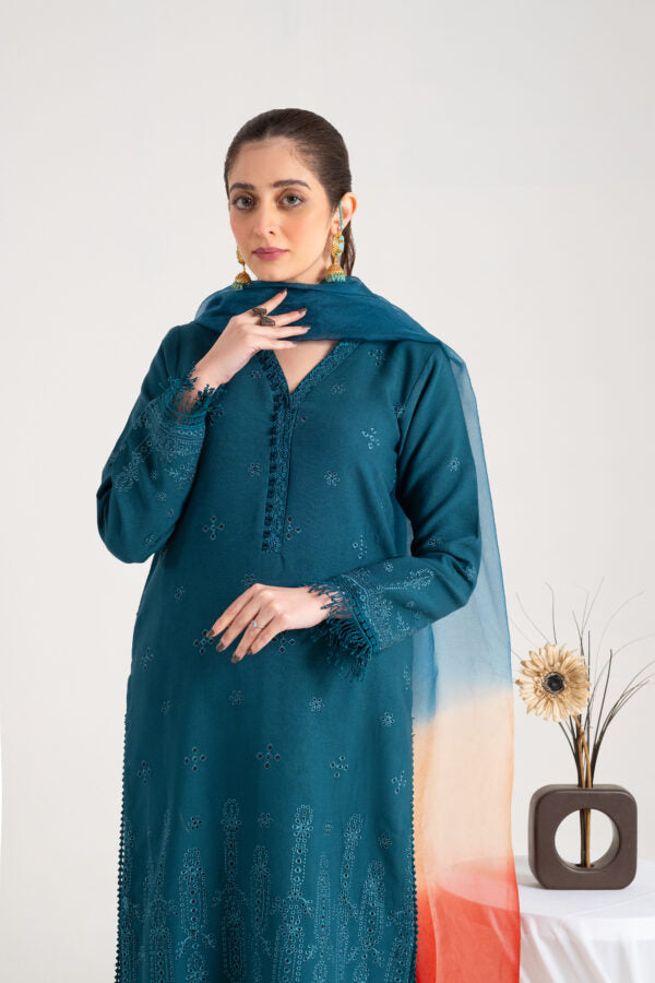 3 Piece Linen Boring Embroidery Suit | Unstitch |