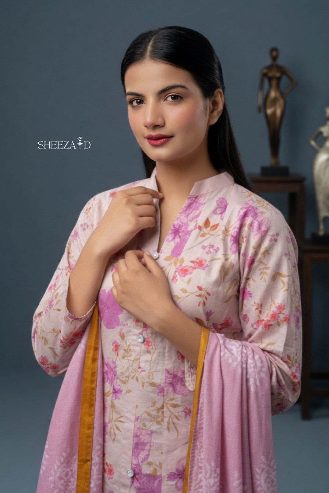 Pink Printed 3pcs Suit